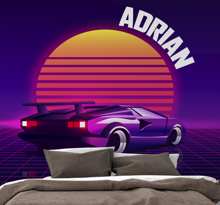 Automotive wall murals retro racing car art - TenStickers