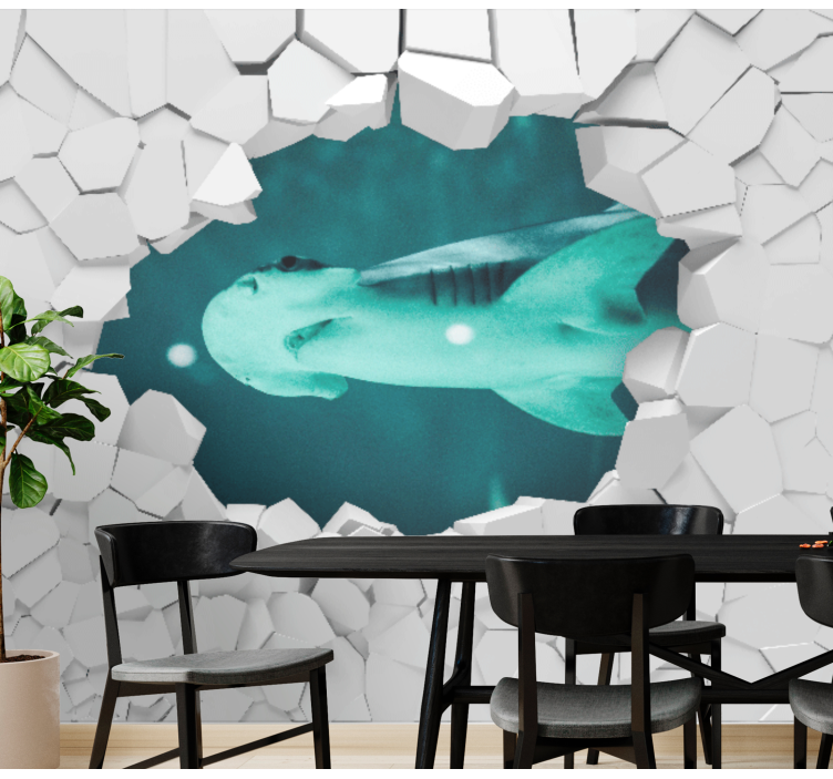 Automotive wall murals shark breaking through - TenStickers