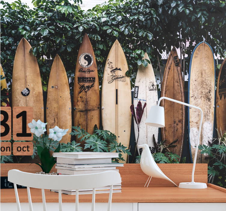 Automotive wall murals surfboards on display - TenStickers