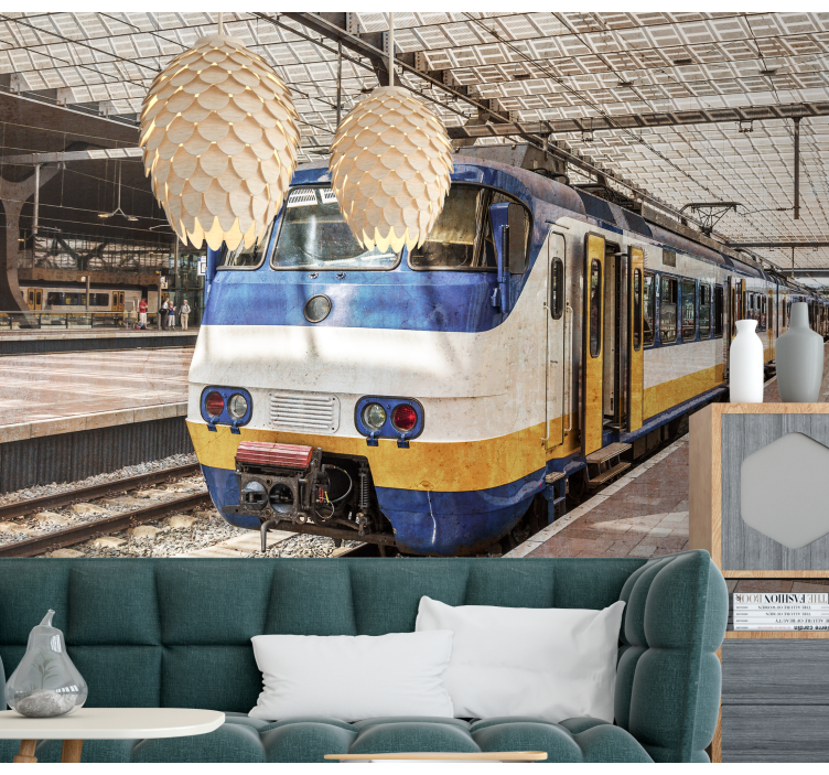 Automotive wall murals yellow and blue train - TenStickers