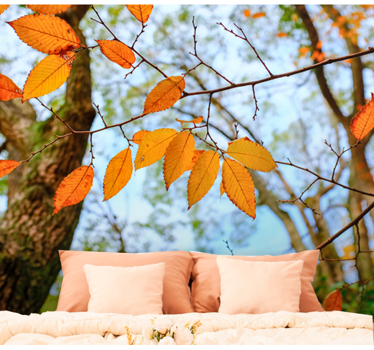 Autumn Leaves Branch trees wall mural - TenStickers