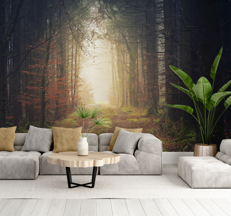 Autumn Road Forest Wall Mural Decor - TenStickers
