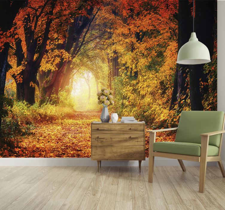 Autumnal path nature wall mural - TenStickers