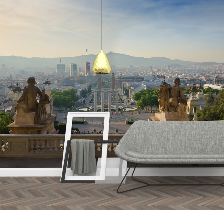Barcelona fountain Montjuic City wall mural - TenStickers
