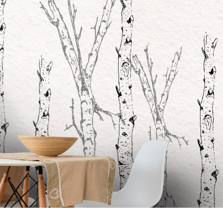 Bark Patterned Trees dining room wall mural - TenStickers