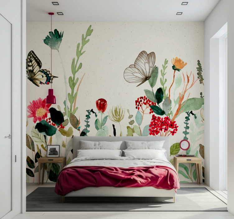 Big botanical illustration wall mural - TenStickers