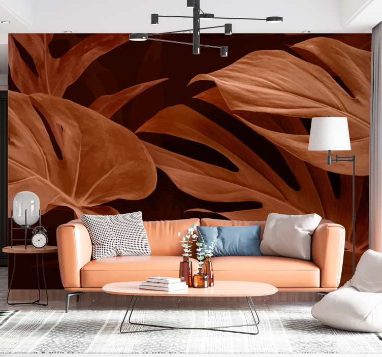Big dense leaves terracotta wall mural - TenStickers