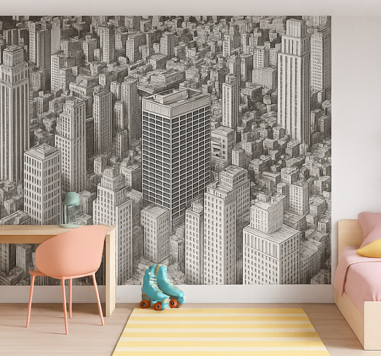 Black and white overview murals for teenage bedrooms - TenStickers
