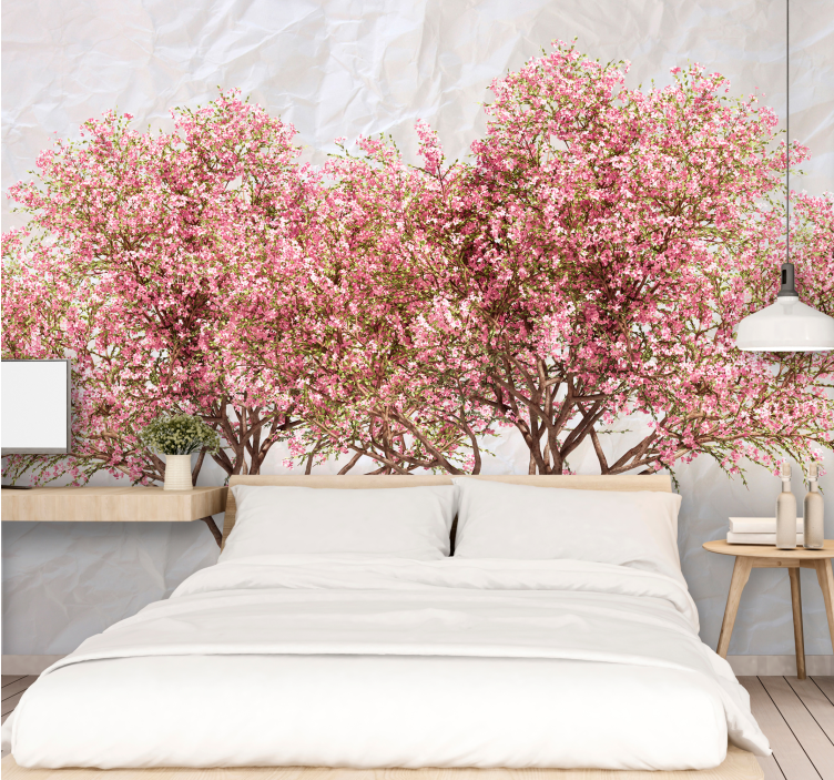 Blooming Pink Trees flowers wall mural - TenStickers