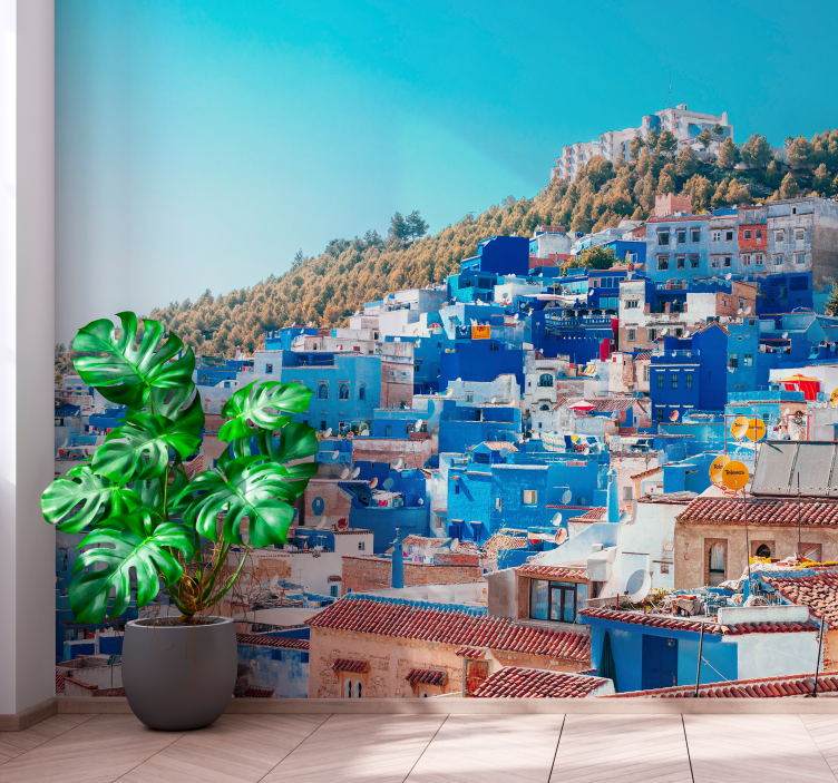 Blue Medina Cityscape wall mural city - TenStickers