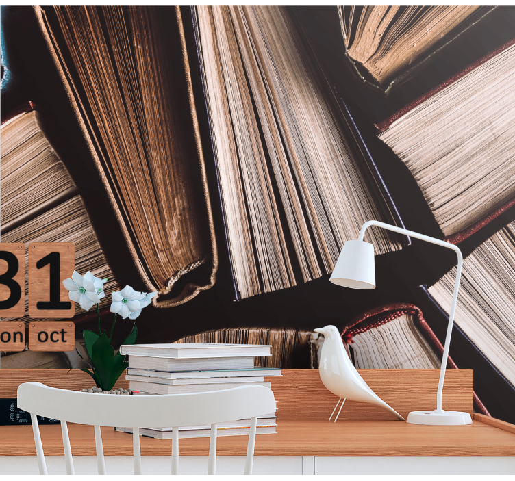 Books stacked together wall mural painting - TenStickers