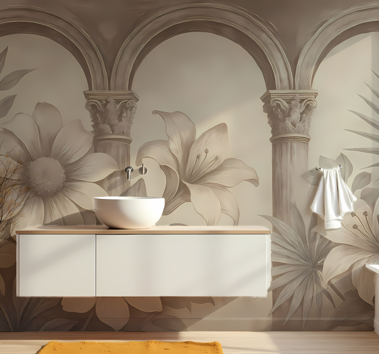 Botanical Arches wall mural bathroom - TenStickers