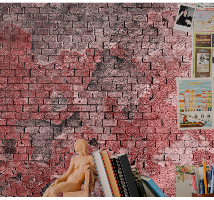 Brick mural wallpaper textured red surface - TenStickers