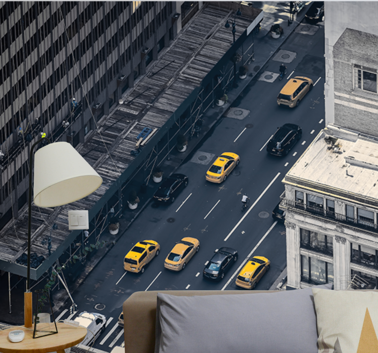 Busy Yellow Cabs new york wall mural - TenStickers