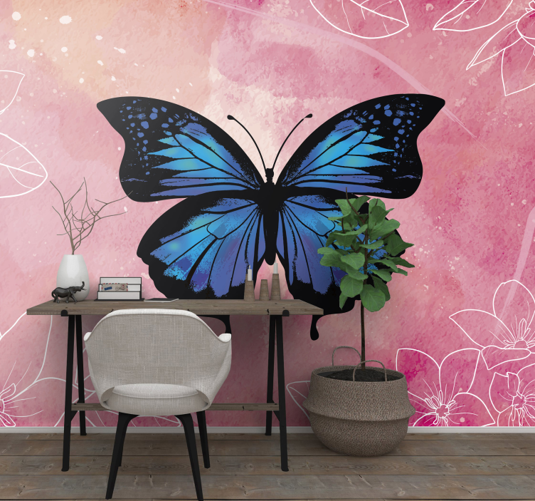 Butterfly Floral Elegance flowers wall mural - TenStickers