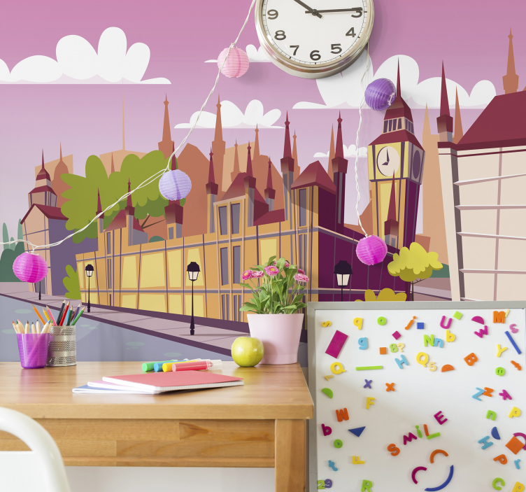 Cartoon Cityscape london wall mural - TenStickers