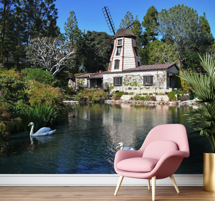 Charming Windmill Retreat landscape wall mural - TenStickers