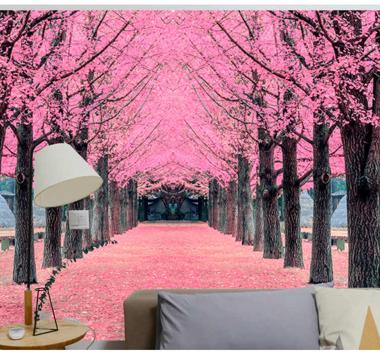 Cherry Blossom Path flowers wall mural - TenStickers