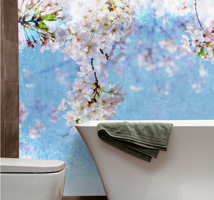 Cherry blossom serenity flowers wall mural - TenStickers