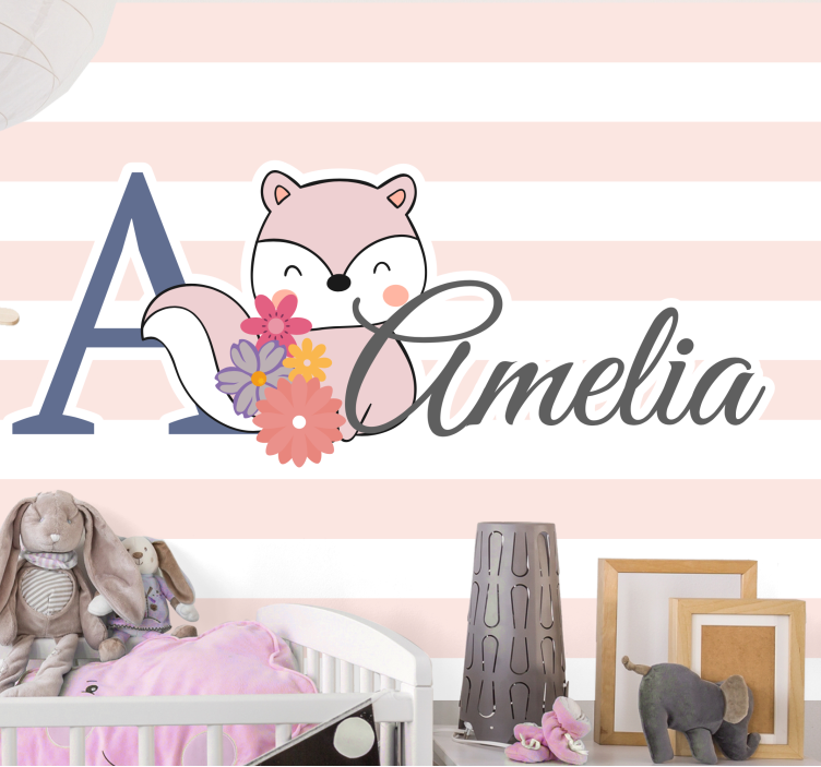 Childrens bedroom wall mural adorable fox design - TenStickers