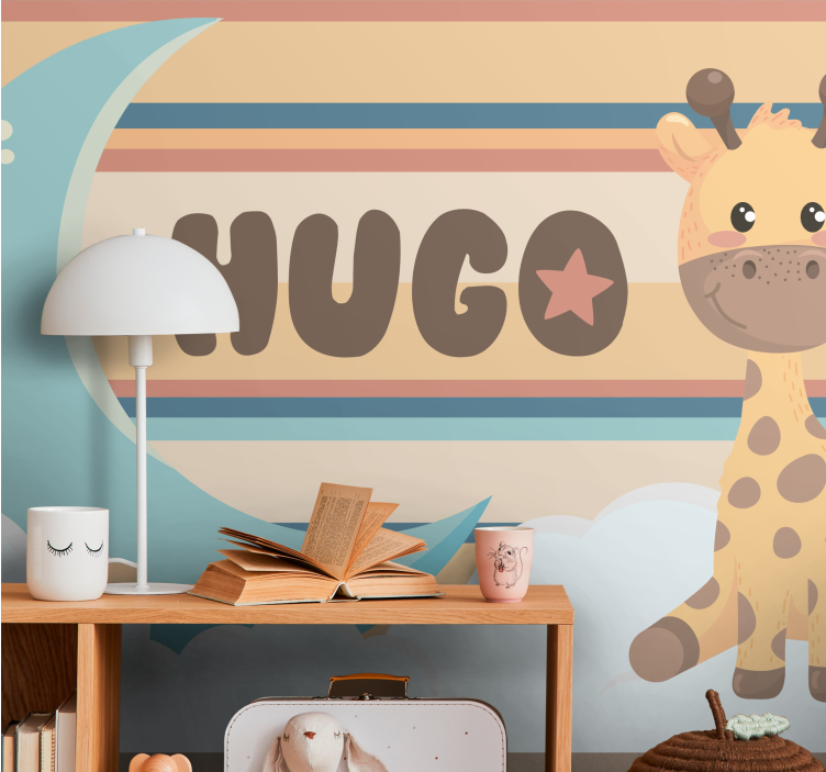 Childrens bedroom wall mural adorable giraffe art - TenStickers