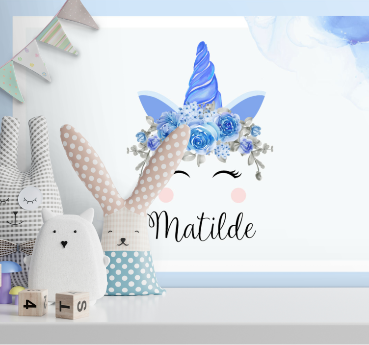 Childrens bedroom wall mural adorable unicorn design - TenStickers