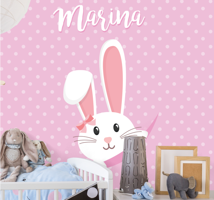 Childrens bedroom wall mural bunny with bow - TenStickers