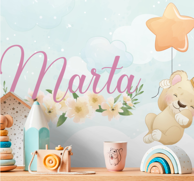 Childrens bedroom wall mural cute lion balloon - TenStickers