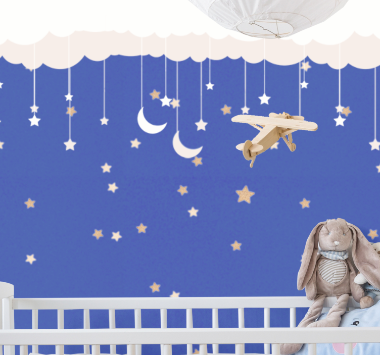 Childrens bedroom wall mural night sky adventure - TenStickers