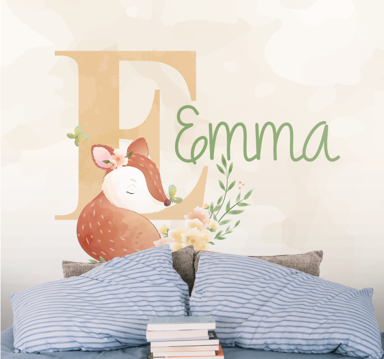 Childrens bedroom wall mural personalized fox design - TenStickers