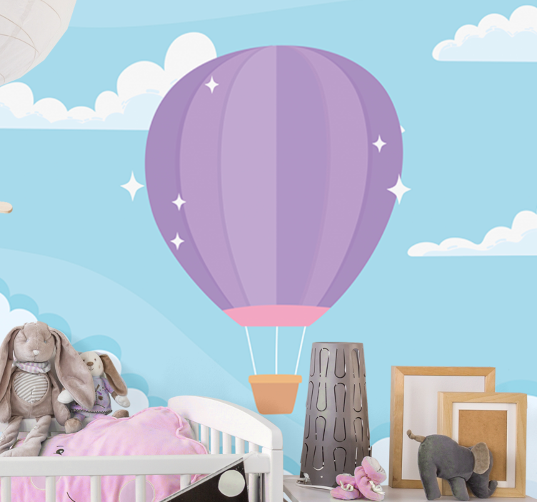Childrens bedroom wall mural playful hot air balloons - TenStickers