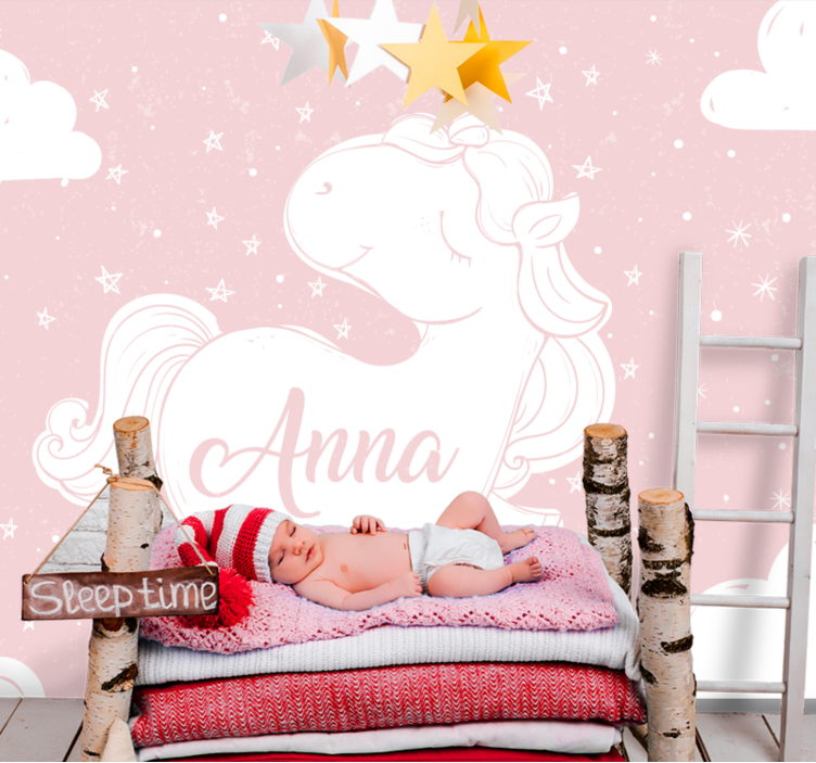 Childrens bedroom wall mural playful unicorn design - TenStickers