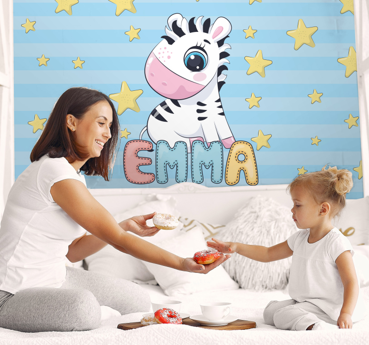 Childrens bedroom wall mural zebra and stars - TenStickers