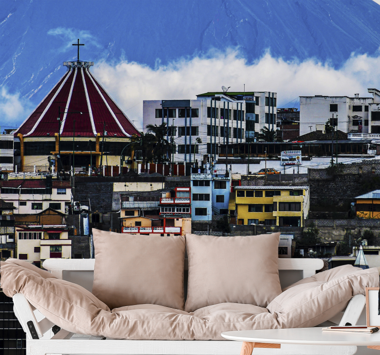 Cityscape with Volcano wall mural city - TenStickers