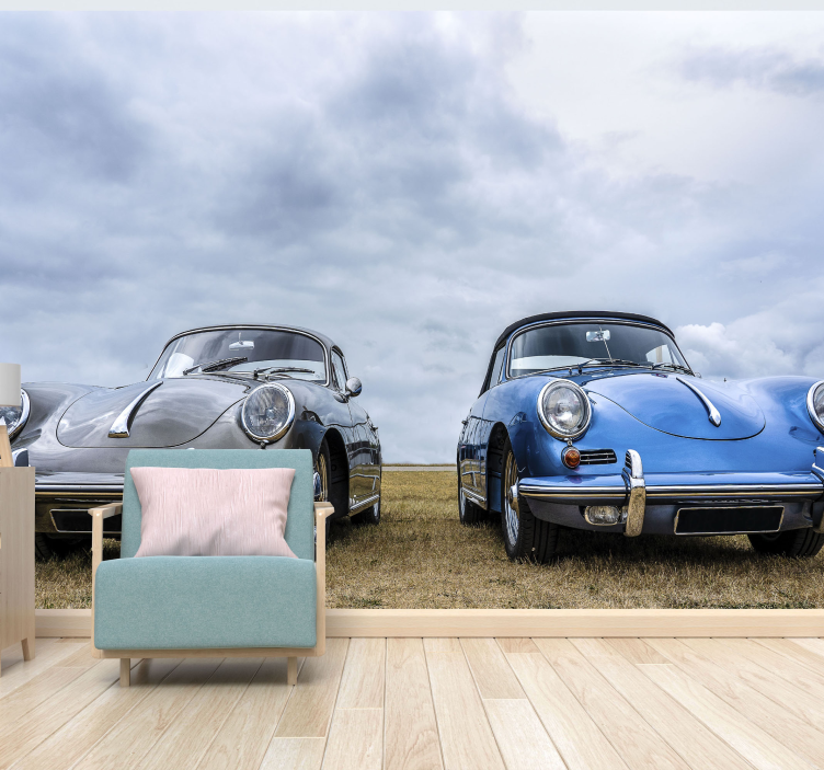 Classic Car Pair automotive wall murals - TenStickers