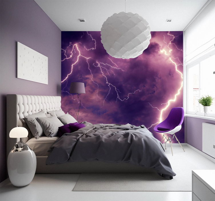 Clouds and lightning sky wall mural - TenStickers