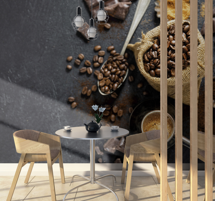 Coffee beans and accessories kitchen wall mural - TenStickers