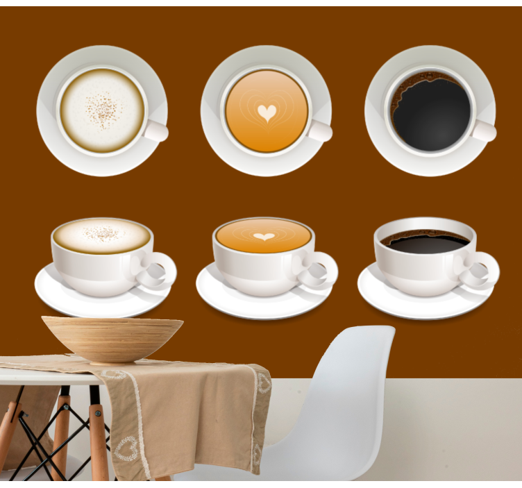 Coffee Cup Designs wall mural text - TenStickers