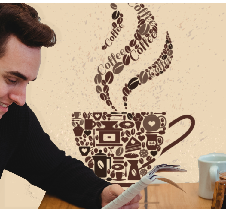 Coffee Time Phrase wall mural text - TenStickers