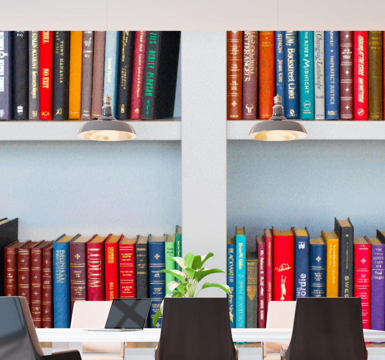 Colorful books on bookshelf Office Wall Mural - TenStickers