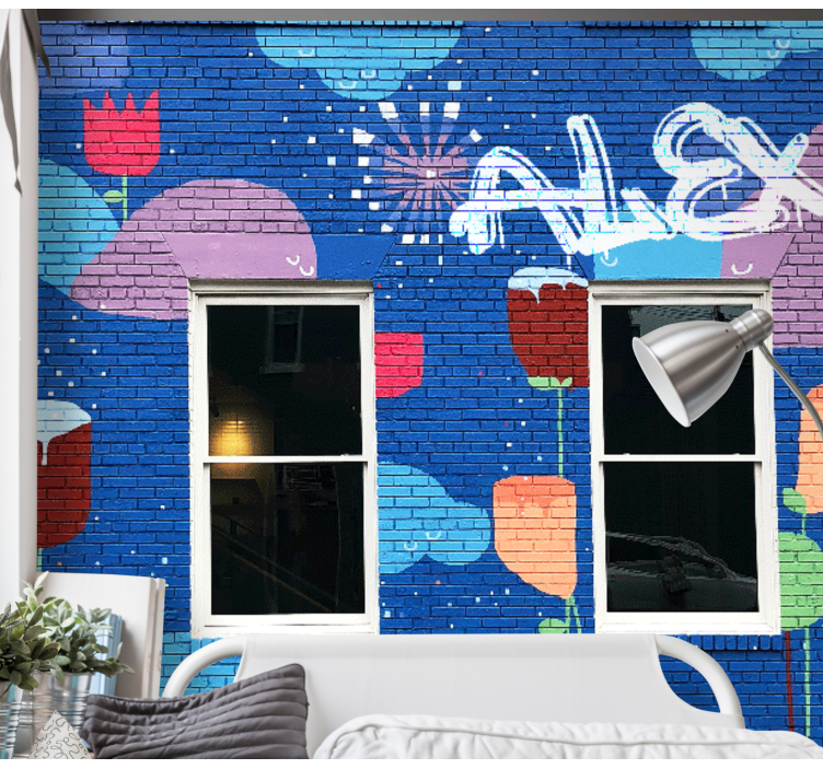 Colorful Floral Elements urban art wall mural - TenStickers