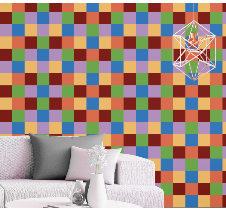 Colorful Grid Pattern abstract mural wallpaper - TenStickers