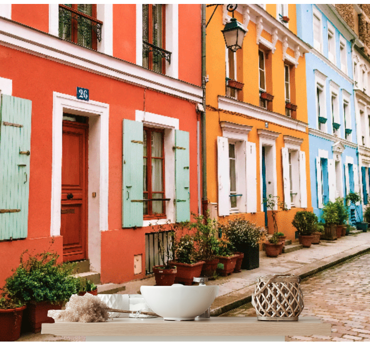 Colorful Parisian Facades wall mural city - TenStickers