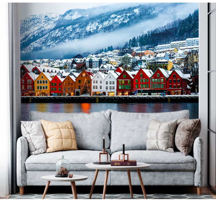 Colorful Waterfront Houses wall mural city - TenStickers