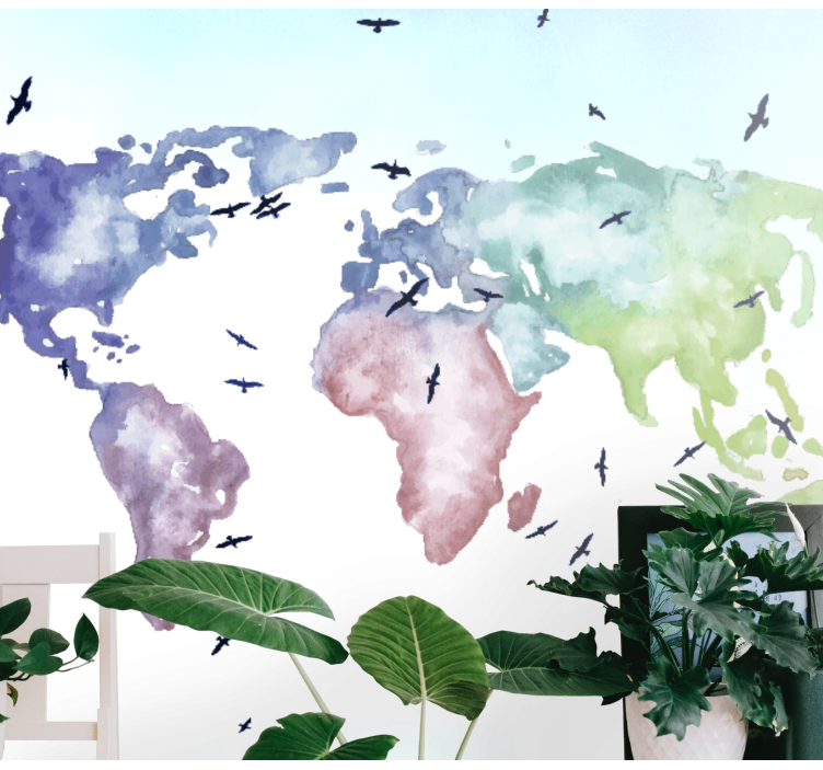 Colorful Worldwide Map wall mural world map - TenStickers