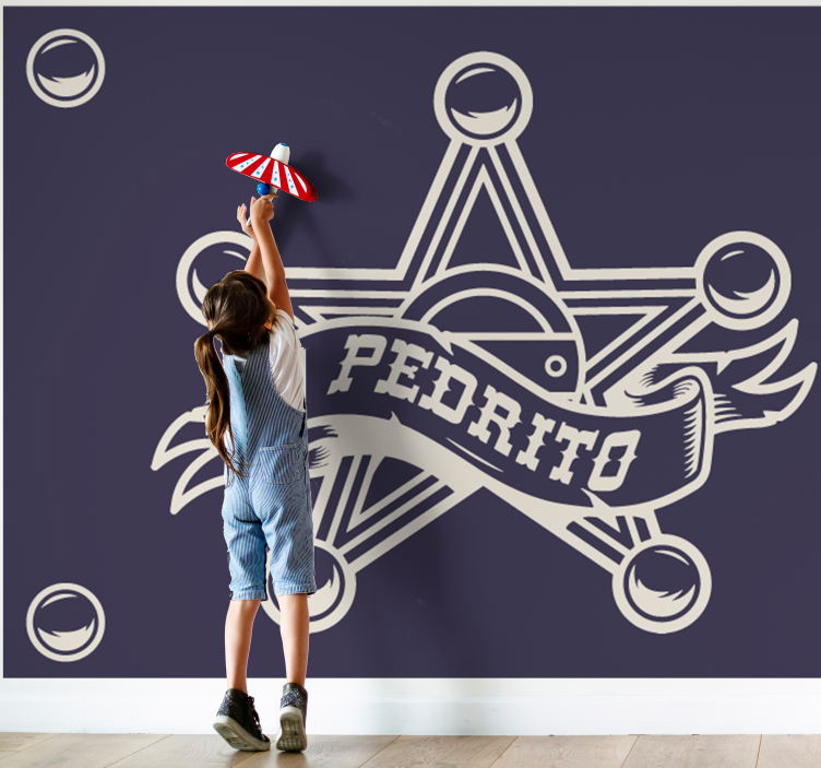 Childrens bedroom wall mural custom sheriff badge - TenStickers