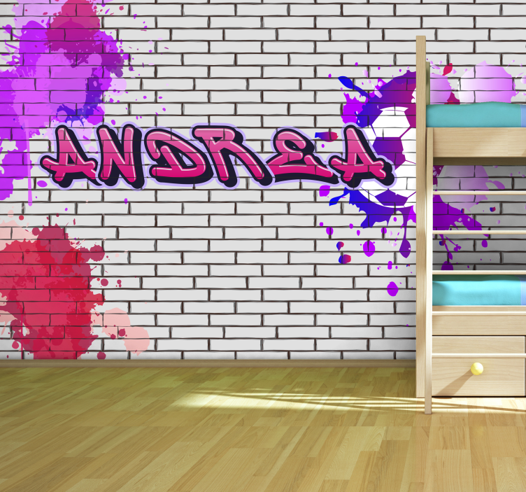 Pink Name urban art wall mural - TenStickers