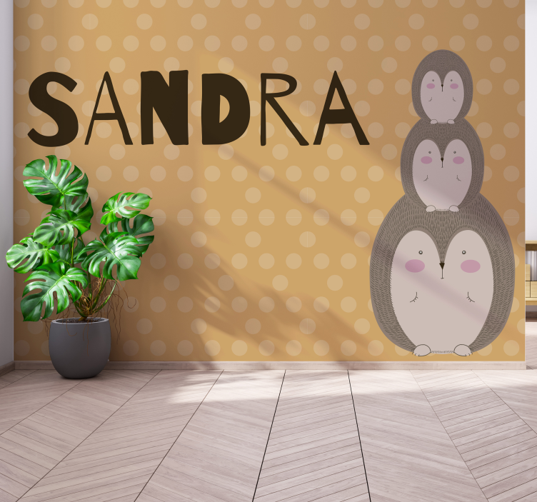 Cute Stacked Hedgehogs childrens bedroom wall mural - TenStickers