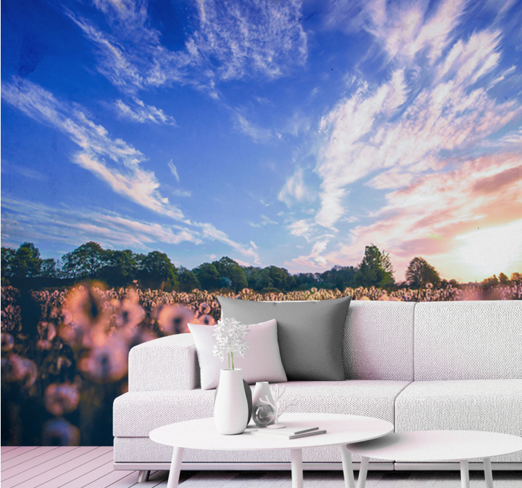 Dandelion field serenity flowers wall mural - TenStickers