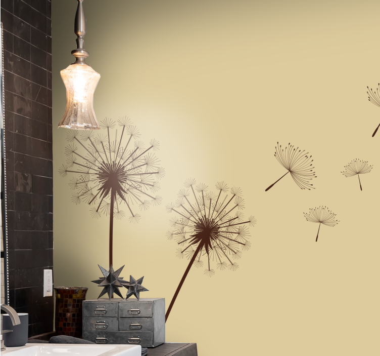 Dandelion seeds flying flowers wall mural - TenStickers